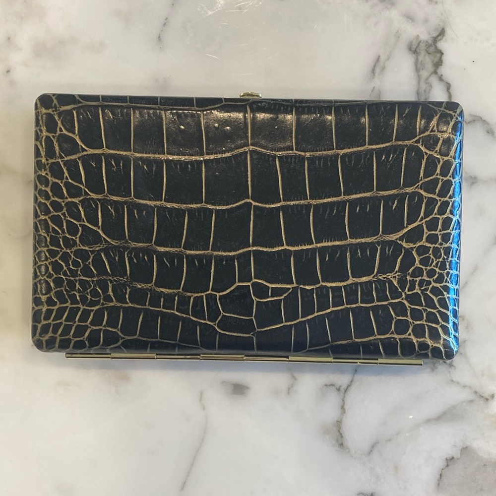 Black and gold croc print clutch purse